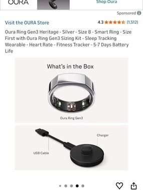 Oura Gen3 Heritage Ring - size 8